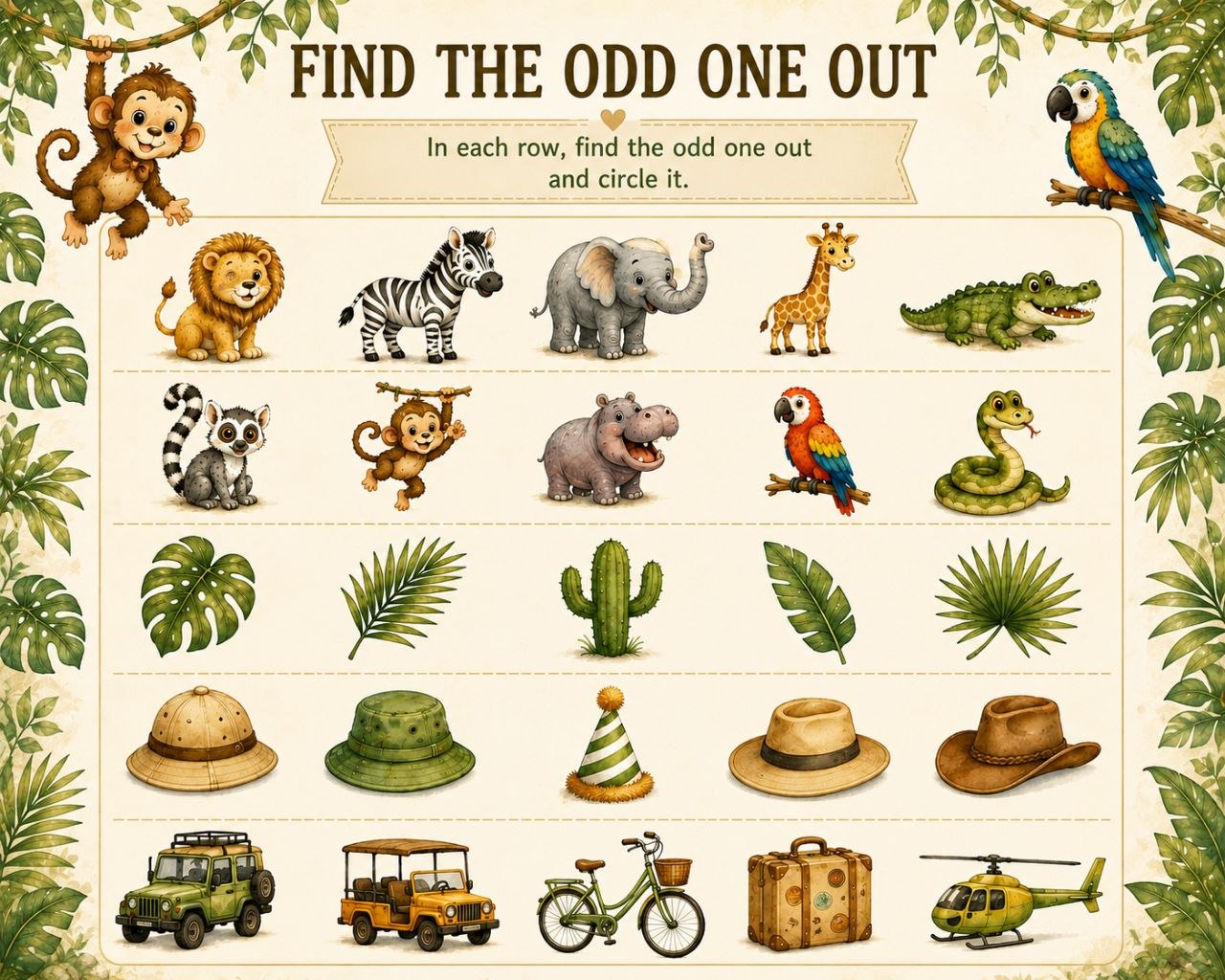 Find the Odd One Out activity page