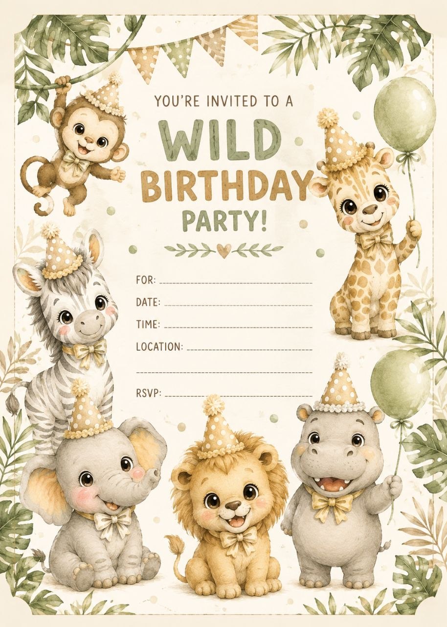 Safari Birthday Invitation