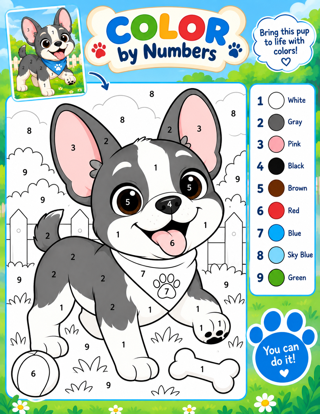 PAWS UP! Activity Book Color by Numbers page