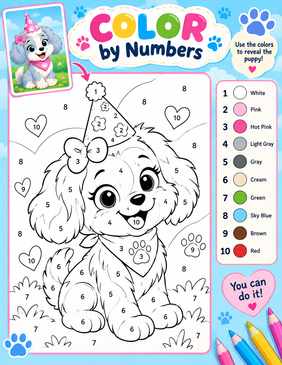 PAWS UP! Activity Book Color by Numbers page