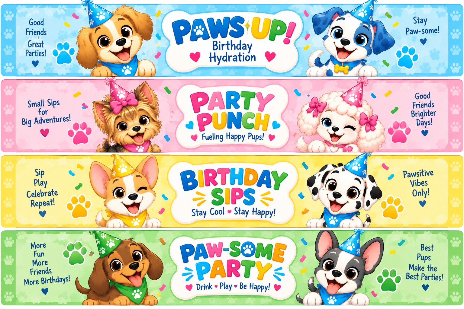 PAWS UP! Decoration Kit bottle labels preview