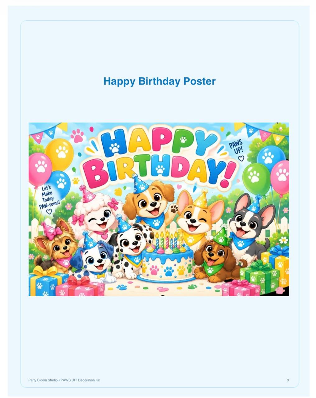 PAWS UP! Happy Birthday poster product preview