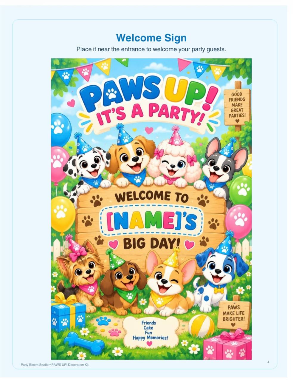 PAWS UP! Welcome Sign product preview