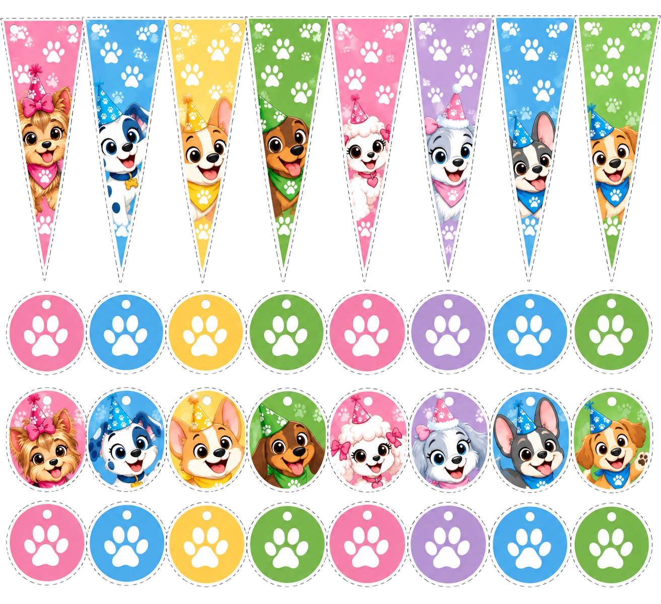 PAWS UP! Decoration Kit pennants and party circles preview